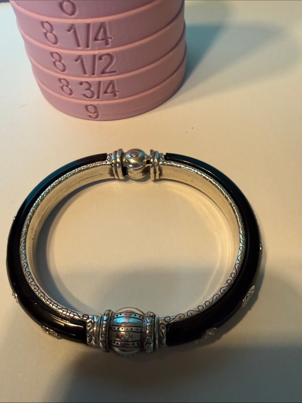Brighton Black and Silver Hinged Bangle Bracelet